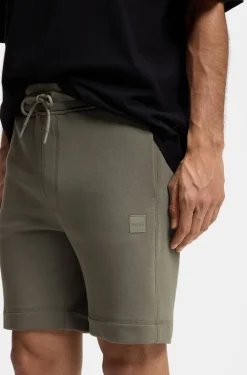 Cotton-terry shorts with logo patch