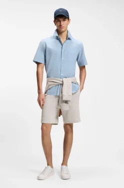 Cotton-terry shorts with logo patch