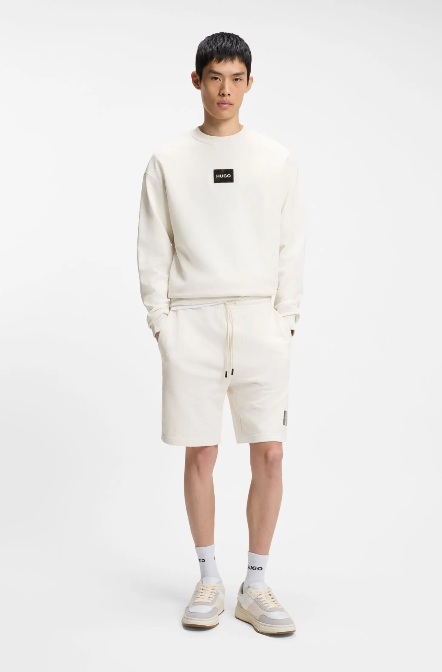 Cotton-terry shorts with tortoiseshell logo