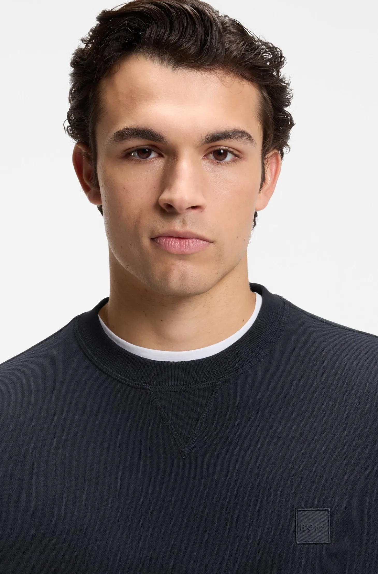 Cotton-terry sweatshirt with logo patch