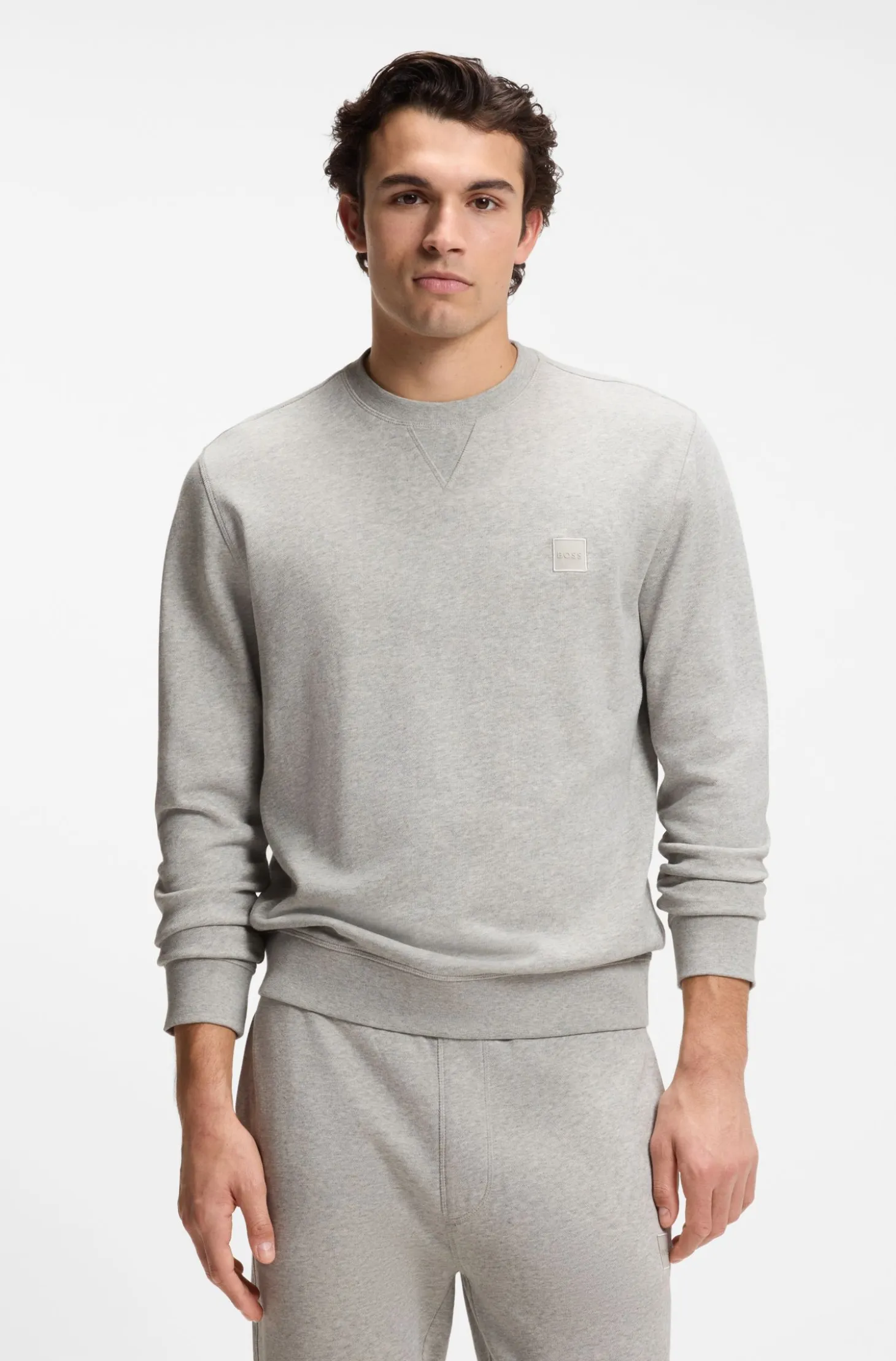Cotton-terry sweatshirt with logo patch