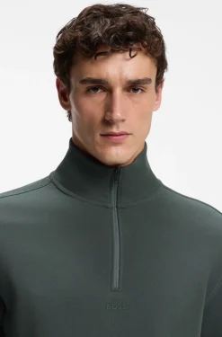 Cotton-terry sweatshirt with quarter zip