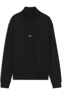 Cotton-terry sweatshirt with quarter zip