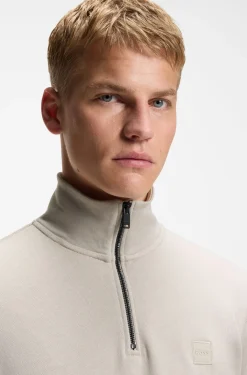 Cotton-terry sweatshirt with zip collar
