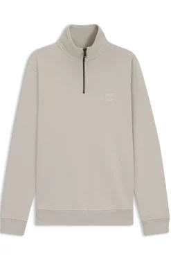 Cotton-terry sweatshirt with zip collar