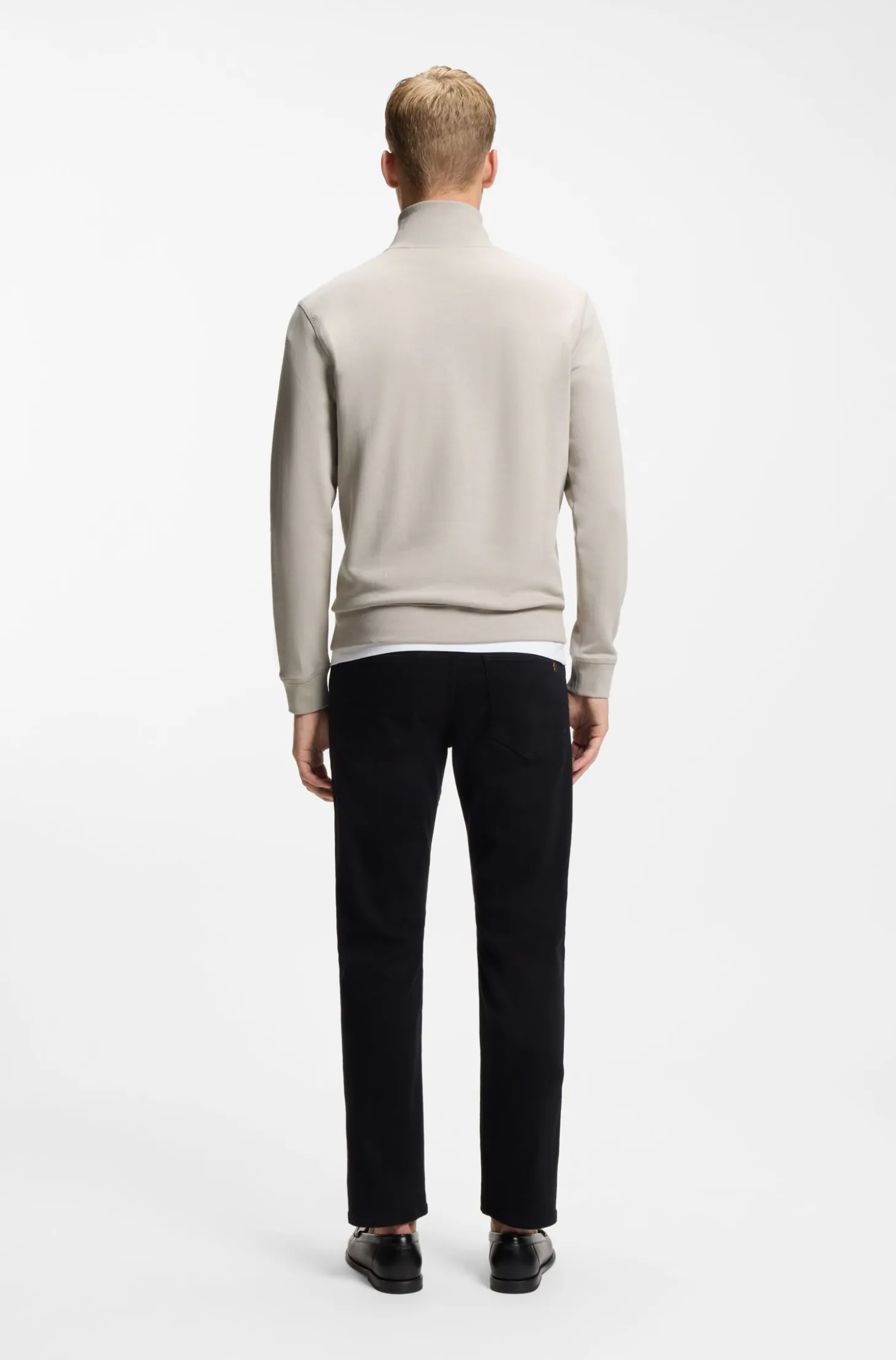 Cotton-terry sweatshirt with zip collar