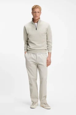 Cotton-terry sweatshirt with zip collar