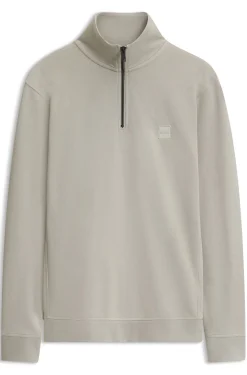 Cotton-terry sweatshirt with zip collar