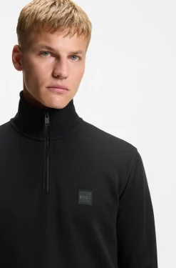 Cotton-terry sweatshirt with zip collar