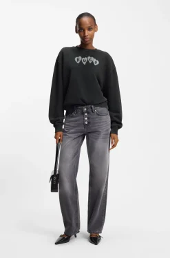 Cotton-terry sweatshirt with heart logo