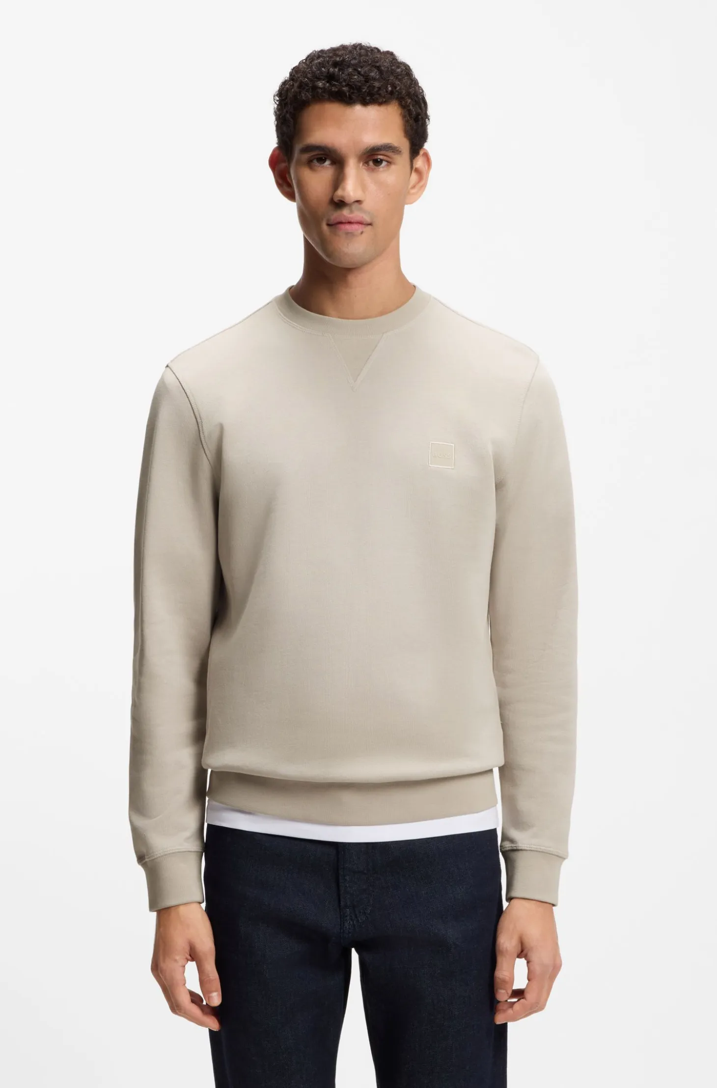 Cotton-terry sweatshirt with logo patch