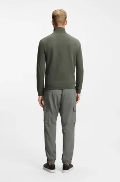 Cotton-terry sweatshirt with zip collar