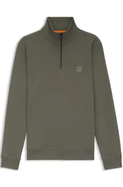 Cotton-terry sweatshirt with zip collar