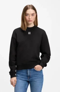 Cotton-terry sweatshirt with stacked-logo embroidery