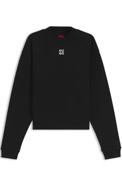 Cotton-terry sweatshirt with stacked-logo embroidery