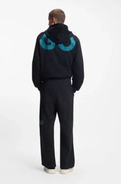 Cotton-terry tracksuit bottoms with logo print