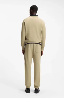 Cotton-terry tracksuit bottoms with logo badge
