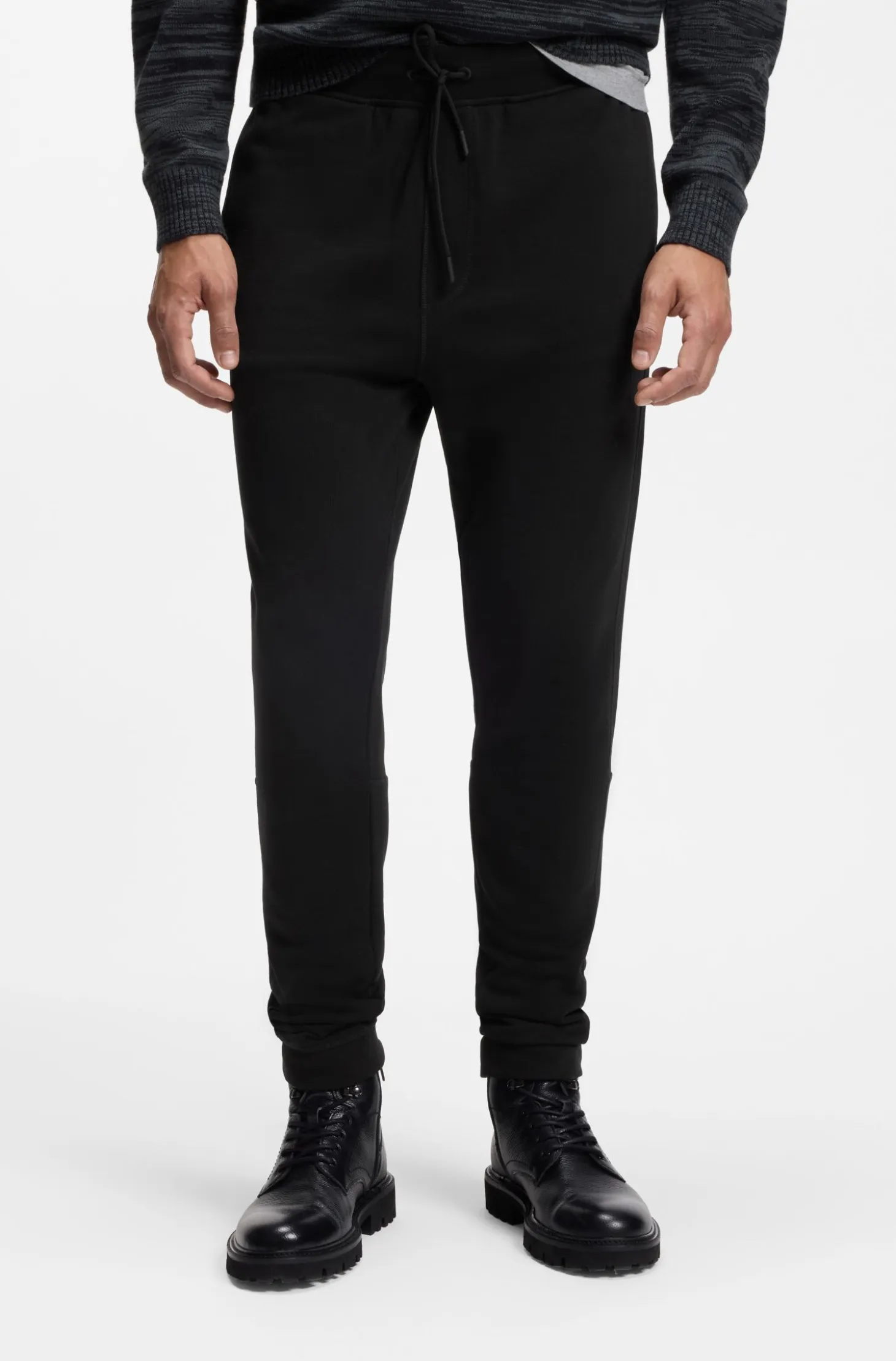 Cotton-terry tracksuit bottoms with logo patch