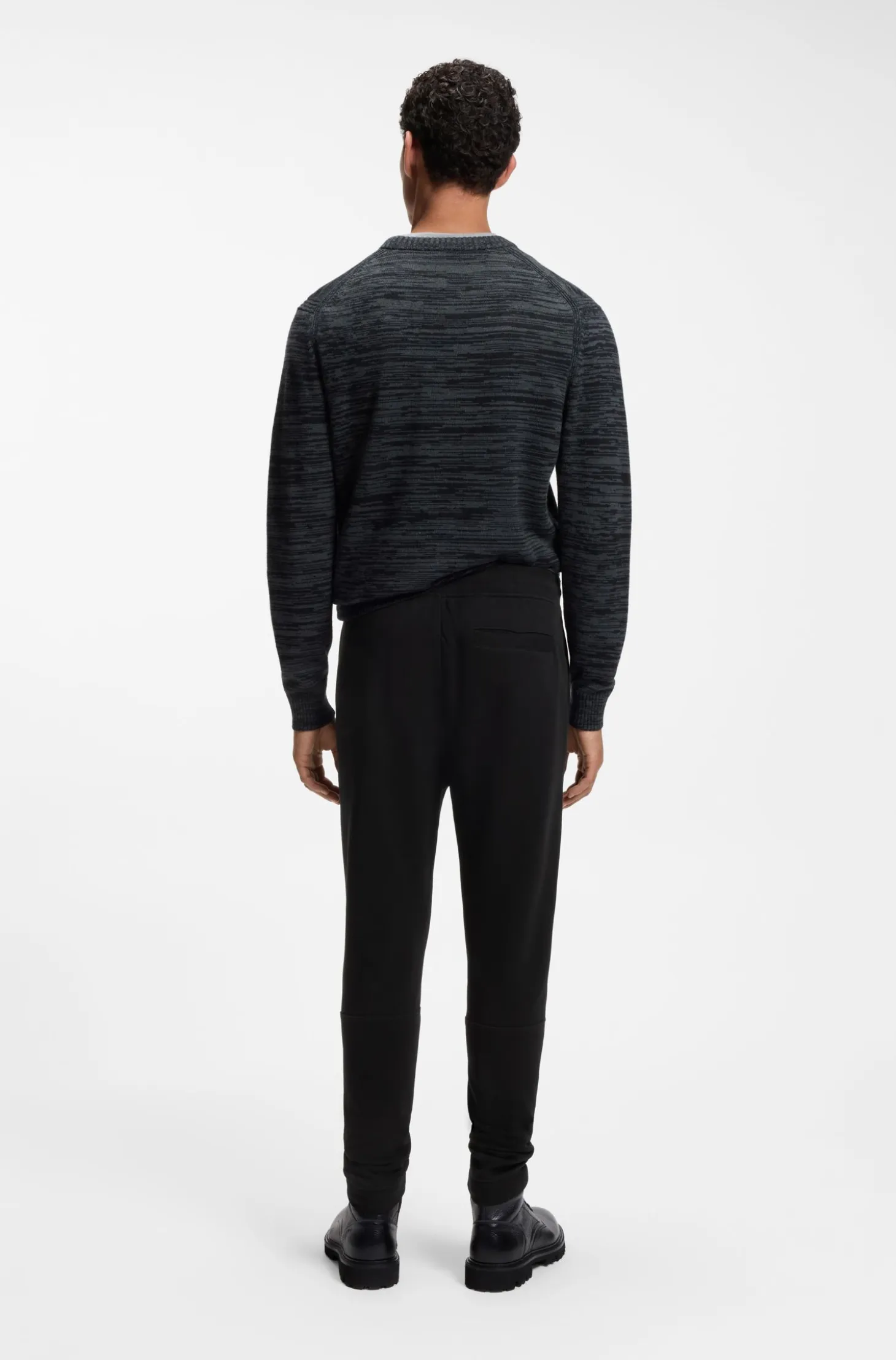 Cotton-terry tracksuit bottoms with logo patch