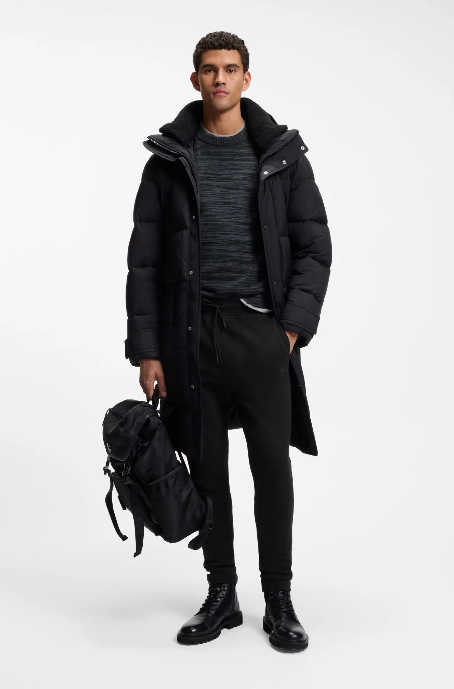 Cotton-terry tracksuit bottoms with logo patch