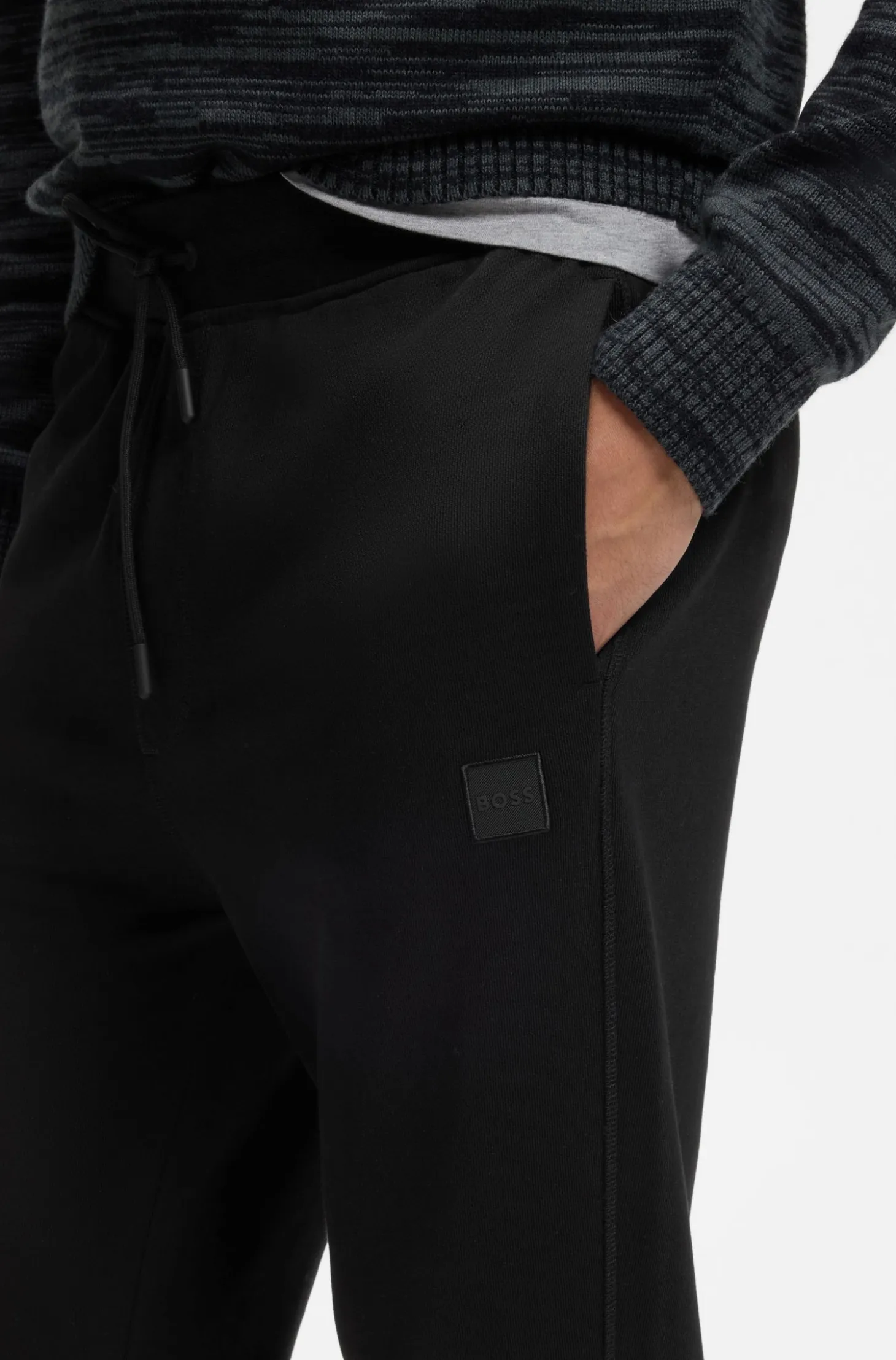 Cotton-terry tracksuit bottoms with logo patch