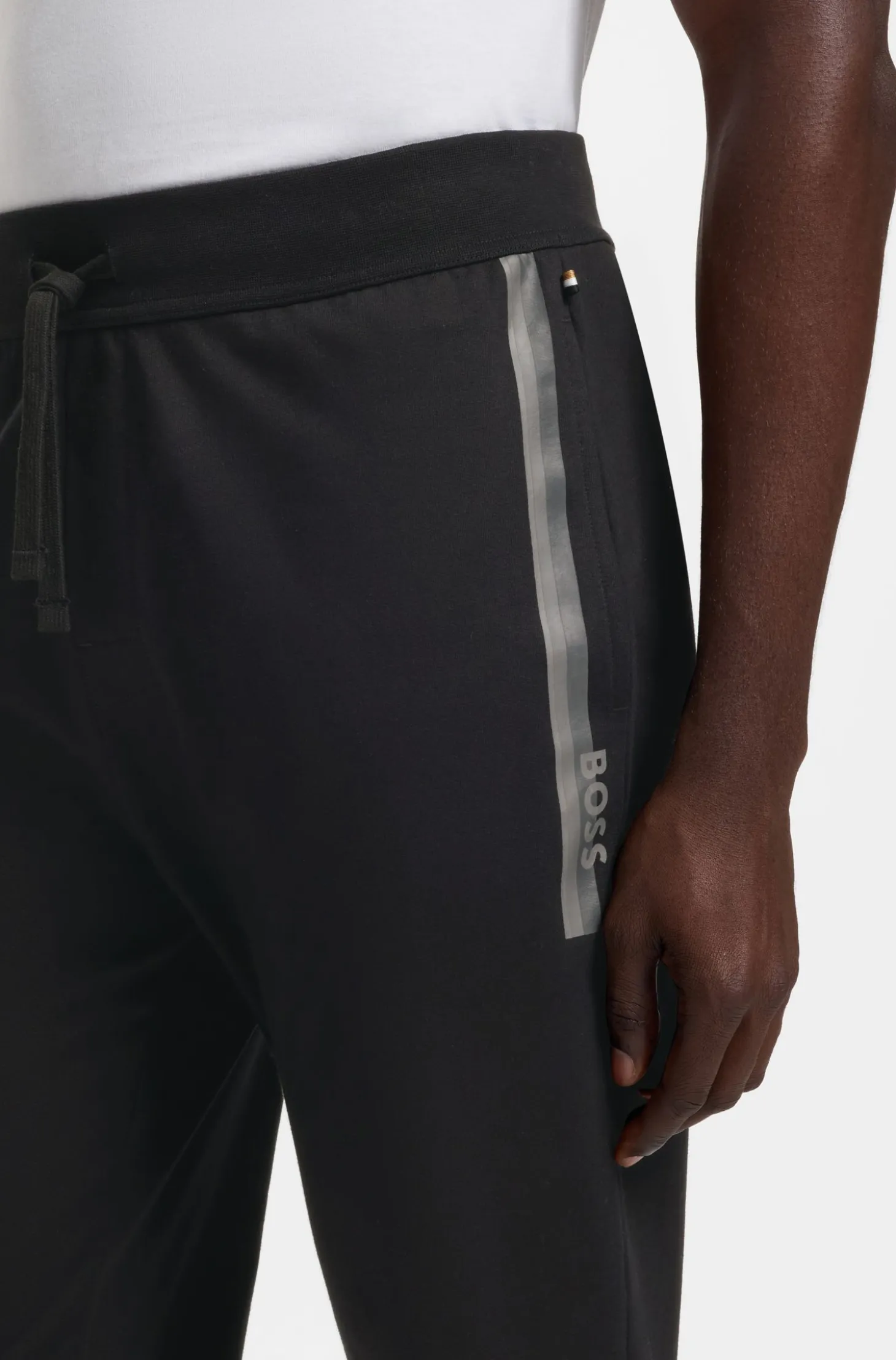 Cotton-terry tracksuit bottoms with logo and stripe