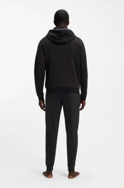 Cotton-terry tracksuit bottoms with logo and stripe
