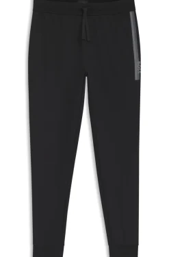 Cotton-terry tracksuit bottoms with logo and stripe