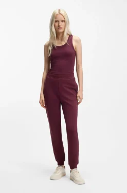 Cotton-terry tracksuit bottoms with embroidered logo