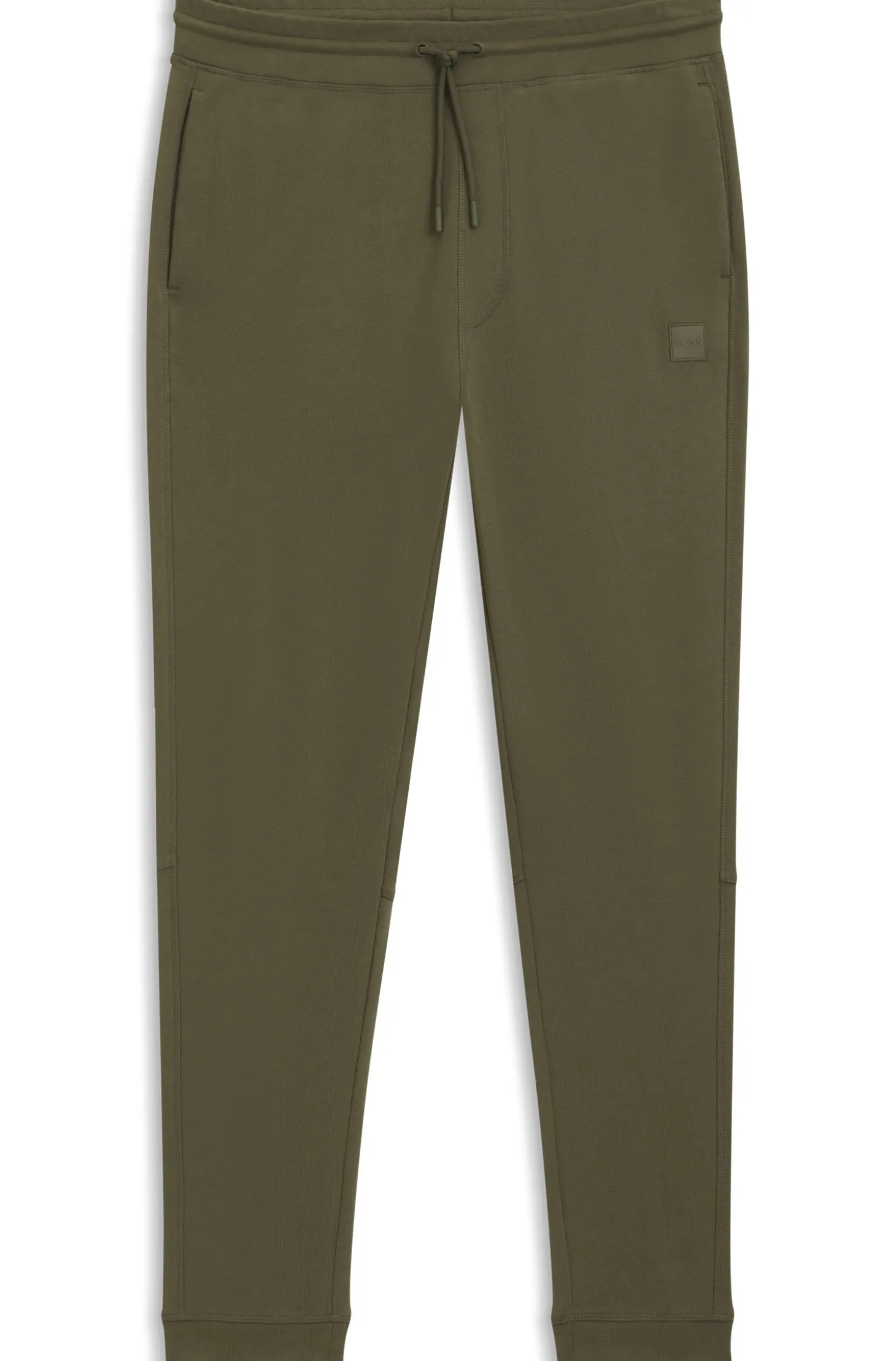 Cotton-terry tracksuit bottoms with logo patch