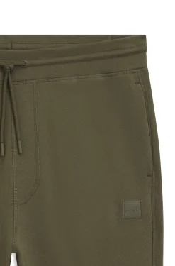 Cotton-terry tracksuit bottoms with logo patch