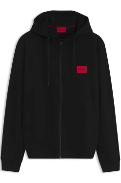 Cotton-terry zip-up hoodie with logo label