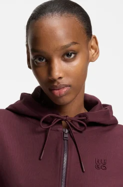 Cotton-terry zip-up hoodie with stacked-logo embroidery