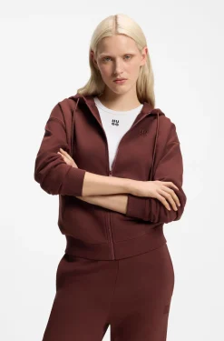 Cotton-terry zip-up hoodie with stacked-logo embroidery