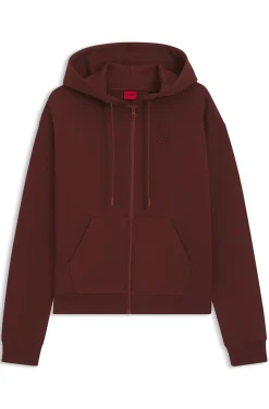 Cotton-terry zip-up hoodie with stacked-logo embroidery
