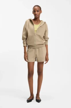 Cotton-terry zip-up hoodie with stacked-logo embroidery