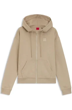 Cotton-terry zip-up hoodie with stacked-logo embroidery