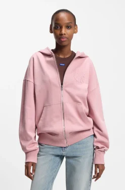 Cotton-terry zip-up hoodie with embossed logos