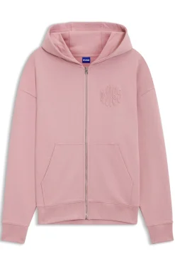 Cotton-terry zip-up hoodie with embossed logos