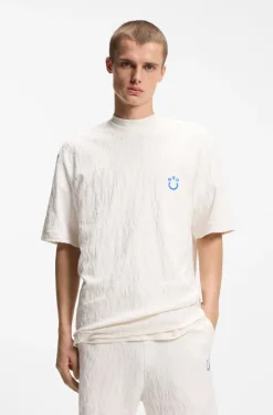Cotton-towelling T-shirt with Happy HUGO