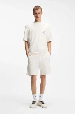 Cotton-towelling T-shirt with Happy HUGO