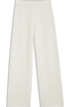 Cotton trousers with micro-lace structure