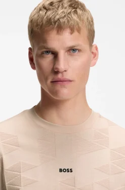 Cotton T-shirt with 3D-jacquard pattern