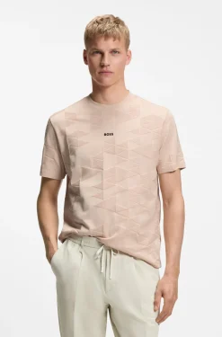Cotton T-shirt with 3D-jacquard pattern