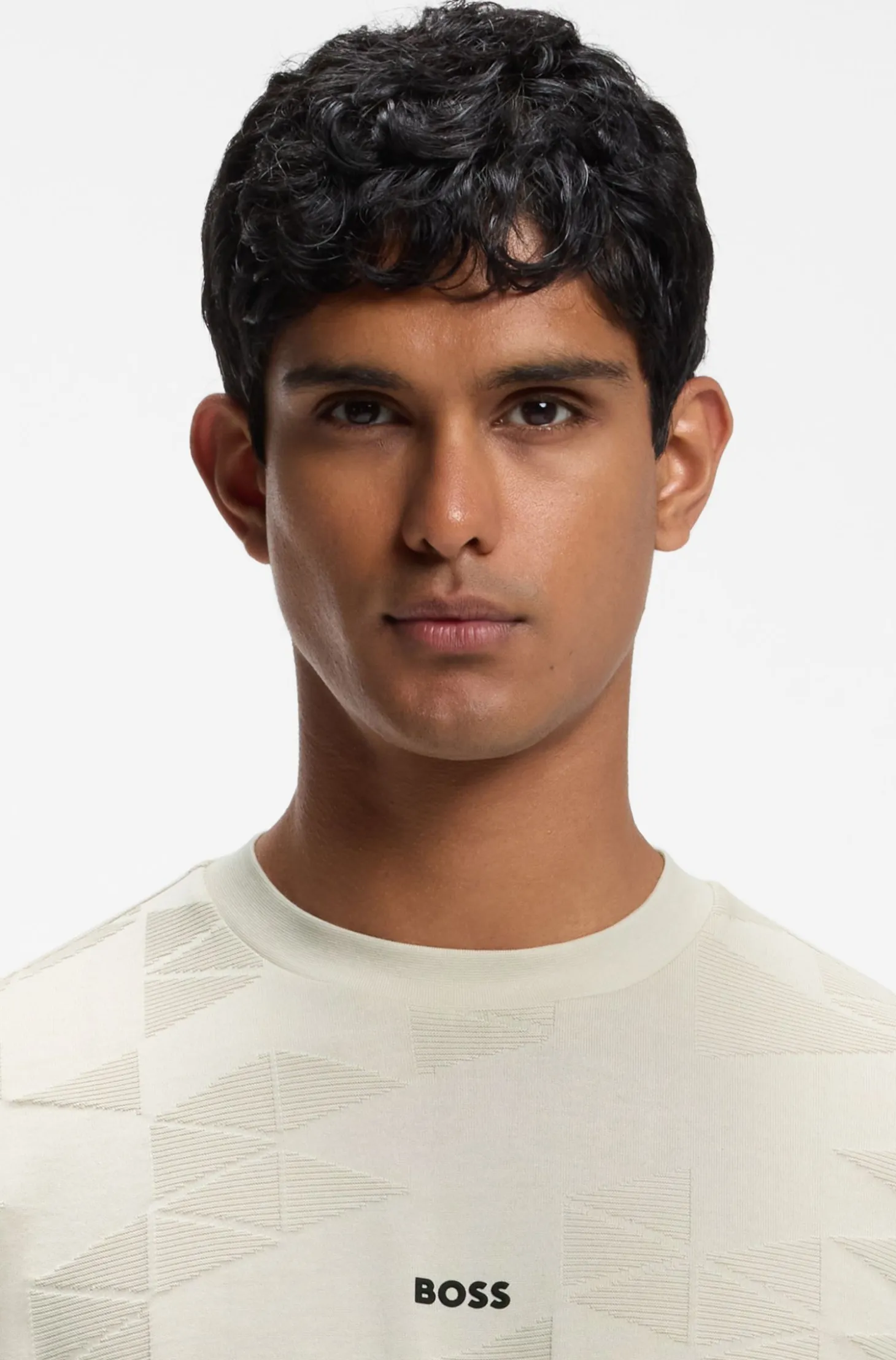 Cotton T-shirt with 3D-jacquard pattern