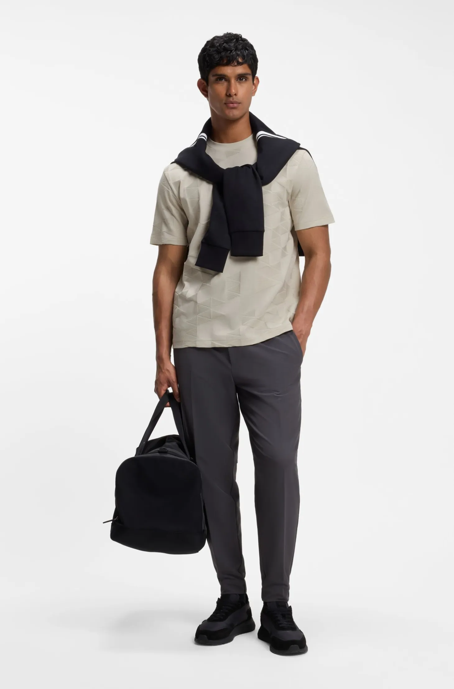 Cotton T-shirt with 3D-jacquard pattern
