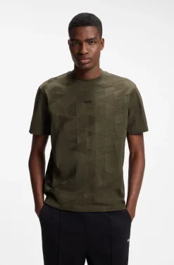 Cotton T-shirt with 3D-jacquard pattern