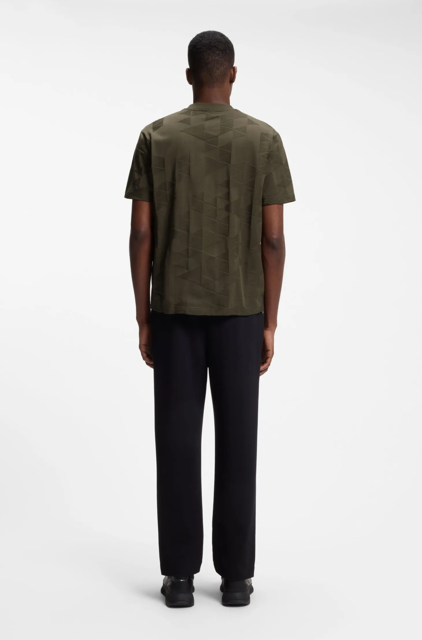 Cotton T-shirt with 3D-jacquard pattern