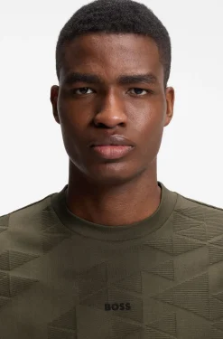 Cotton T-shirt with 3D-jacquard pattern