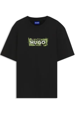 Cotton T-shirt with embroidered logo artwork